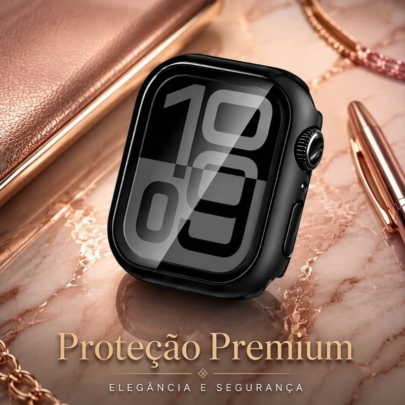 MARCONIC Capa Case 2 em 1 com Vidro Temperado 9H Compatível com Smartwatch 40 - 49 mm Proteção PC Premium