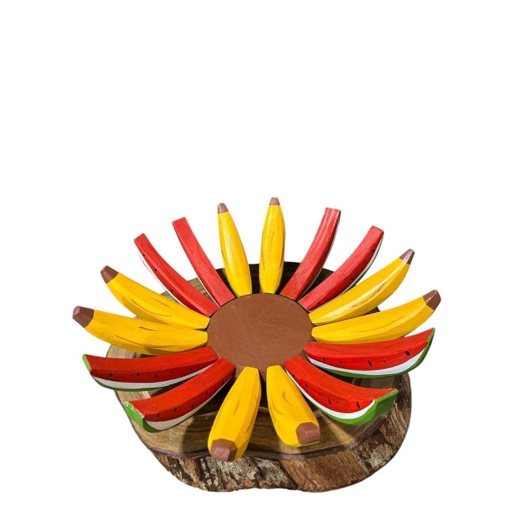 Fruteira Madeira - Esculpidas Bananas Decoração Suporte Frutas Mesa Rustico Artesanato Bom Gosto Fru