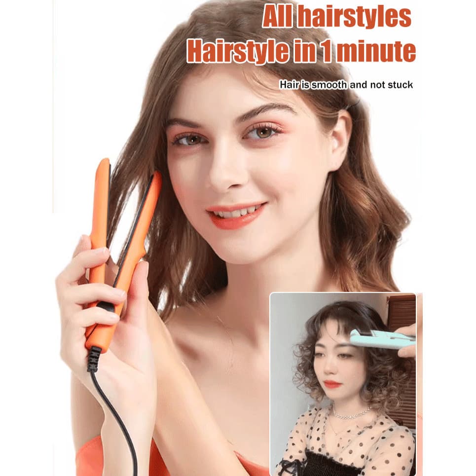 【Design Compacto】Mini Portable Ceramic Hair Straightener For Smooth Shine / Mini Ceramic Flat Iron / Travel Size Hair To
