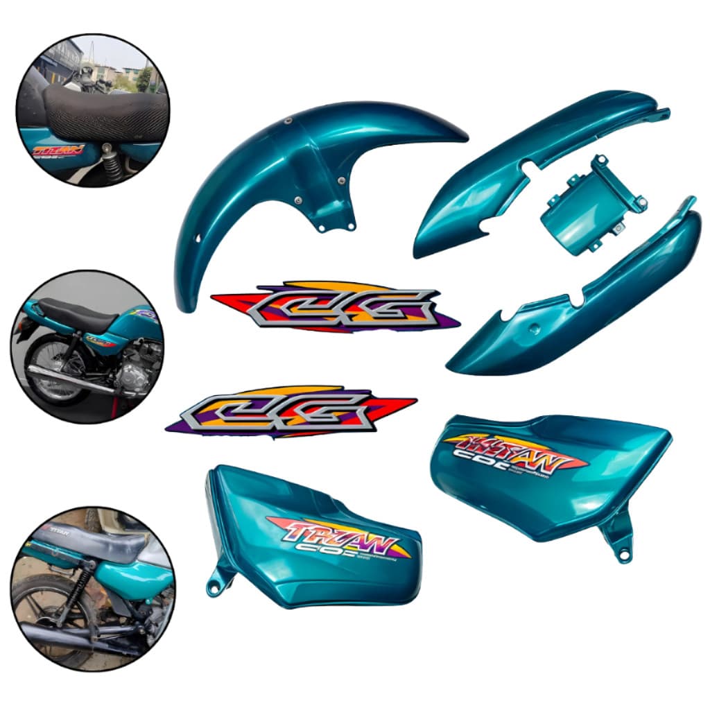 Kit carenagem para CG Titan 125 verde 1997, 1998 e 1999 com adesivos Verde Salvador e Riviera