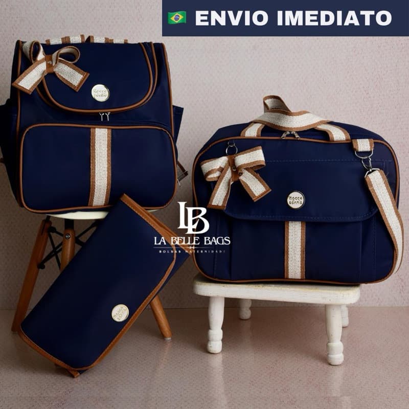 Kit bolsa maternidade 3 peças luxo c/ mochila versátil p/ bebe menino/menina kit mala (SONHO)