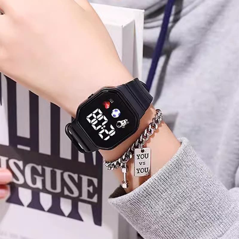 Novo estilo Wokai amor LED relógio simples quadrado masculino feminino Digital esportes estudante moda relógio eletrônic