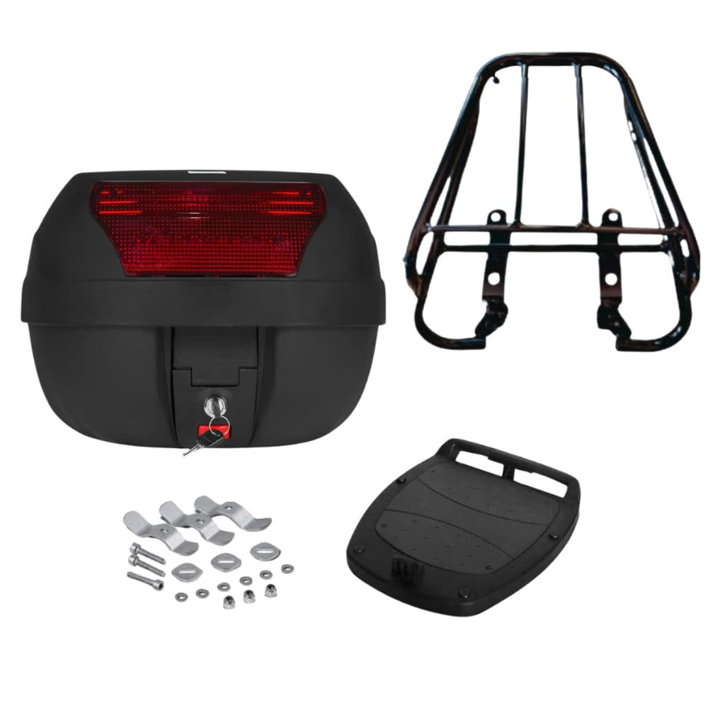 Bagageiro Cg Titan 125 + Baú Bauleto 28 Litros 95 96 97 98 99 Preto Cromado
