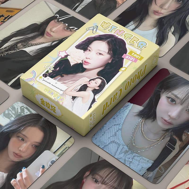 50 peças/caixa Cartão Fotográfico a Laser de Inverno Aespa LOMO Álbum de Fotos KPOP JIAT BEIL