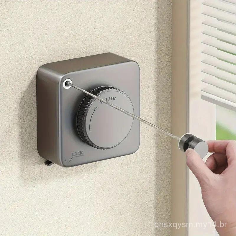 Varal Retrátil de Alta Resistência de 4,6 m e 18 kg - Varal de Parede para Uso Interno e Externo - Acessório Durável, Ec