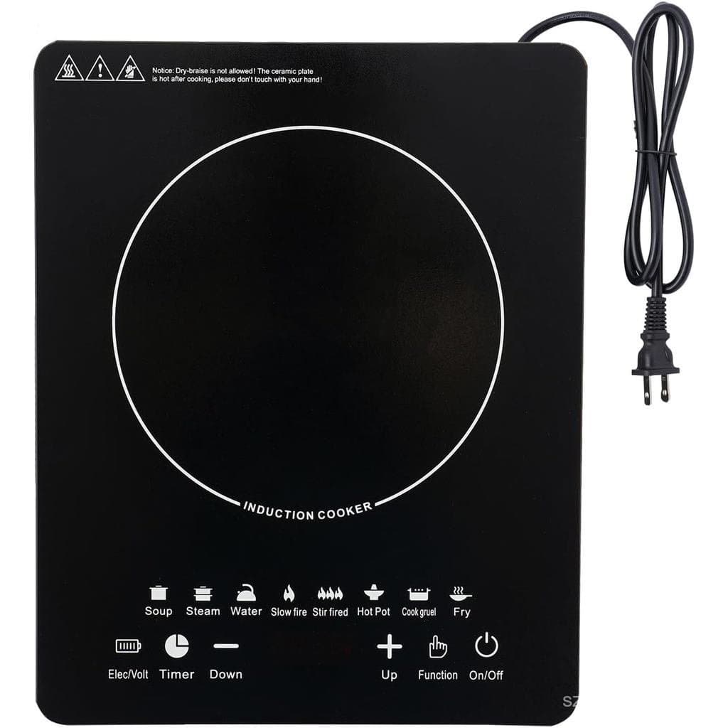 Fogão de Indução Portátil Potente 750W, Bobina de Aquecimento Grande de 6,7'', Fogão de Bancada com Queimador Único, 110