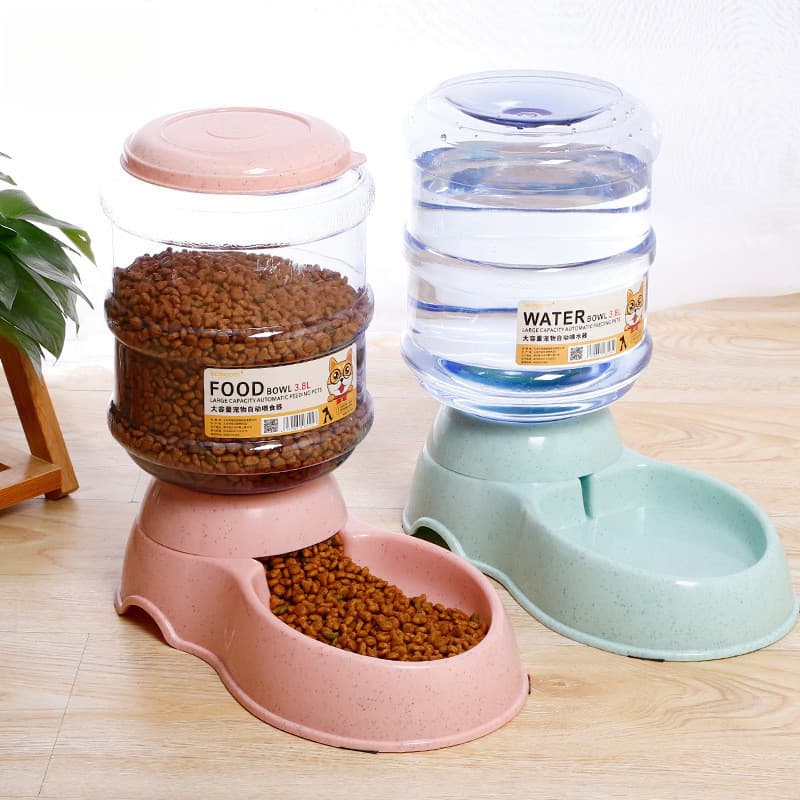 Alimentador automático de palha de trigo Tigela de alimentação para animais de estimação de grande capacidade Gato Cacho