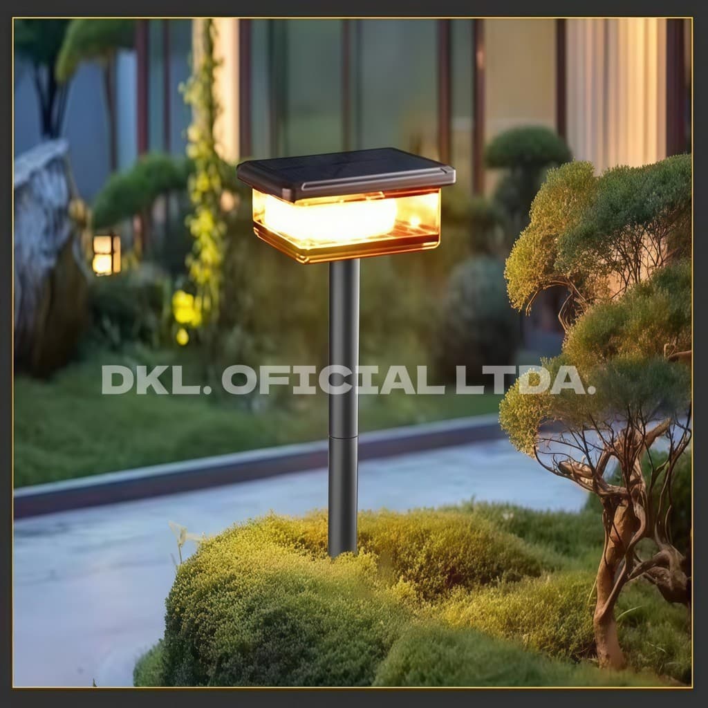 Luminária Solar Led Jardim Espeto 38cm Cordão 5m Pisca Pisca À Prova D'água Decoração Balizador P.HQ