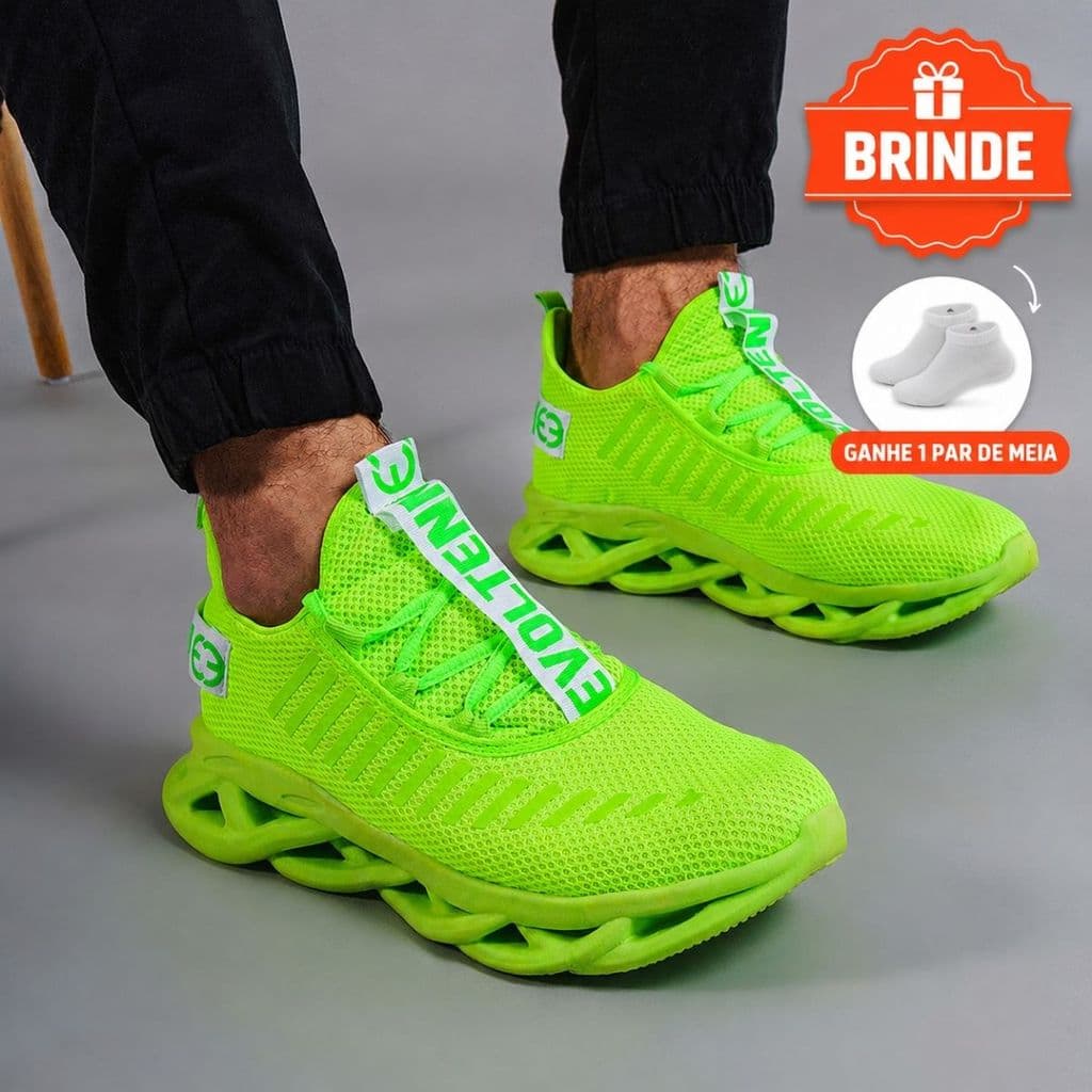 Tênis Masculino Fitness Com Amortecimento Qualidade Premium Ideal Para Caminhar Custo Benefício Meia De Brinde