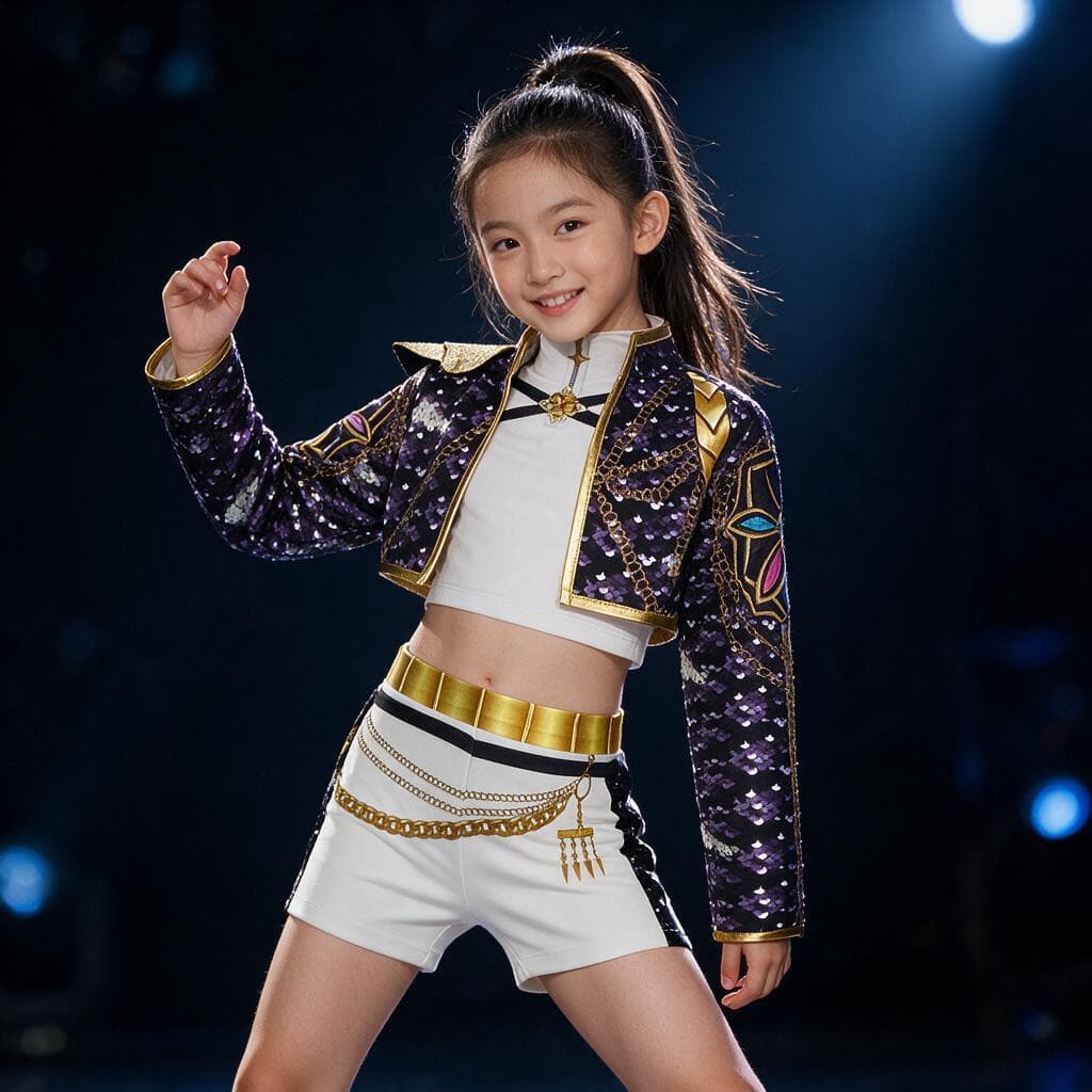 2026 Trending Kids 3 Peças De Roupa De Hip Hop Para Palco , Jaqueta Recortada Com Acabamento Dourado De Lantejoulas , To