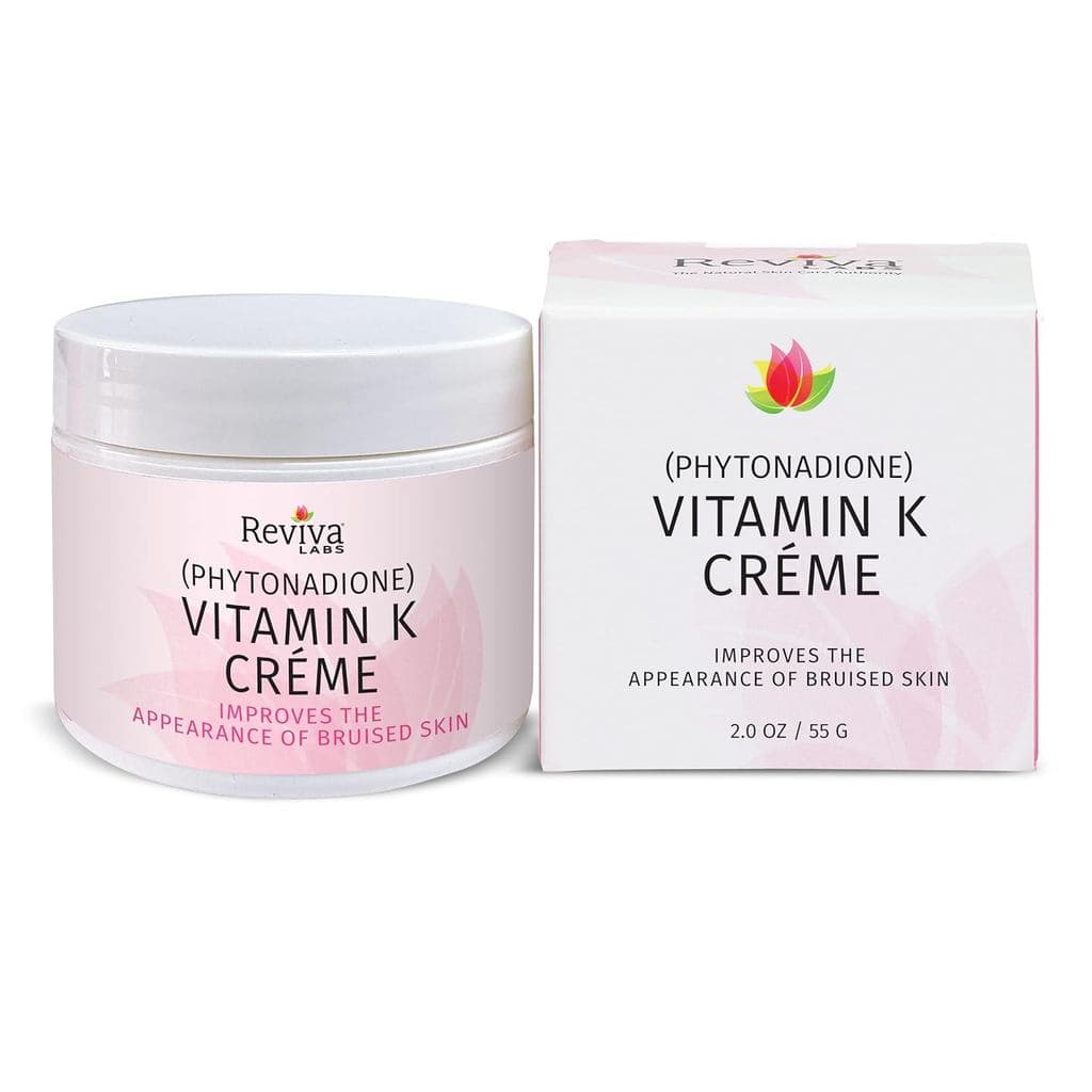 Creme de Vitamina K da Reviva Labs para Hematomas, Olheiras e Rugas com Óleo de Soja e Extratos Naturais de Frutas - 2 O