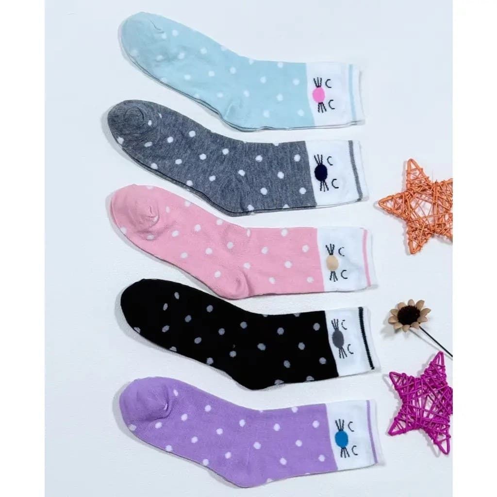Kit 03/ 6/ 9 e12 Pares Meias Femininas Gatinho Cano alto de desenho Confortável 35-40  Kit Cores Sortidas