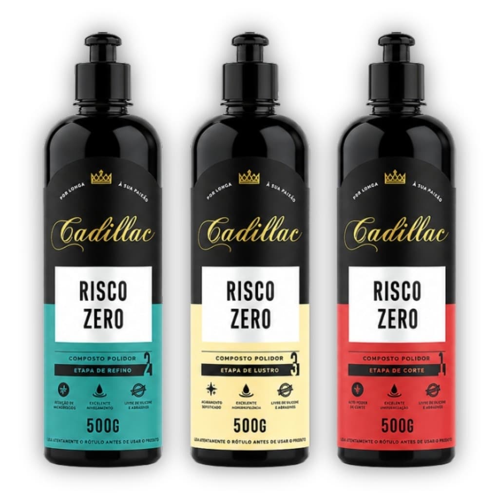 Kit Polimento Risco Zero Corte Refino Lustro Cadillac 500g