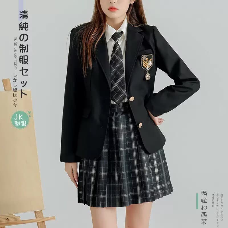 [JK] Jaqueta japonesa jk uniforme pequeno [Jane & Kawago] terno crachá japonês JK uniforme jaqueta