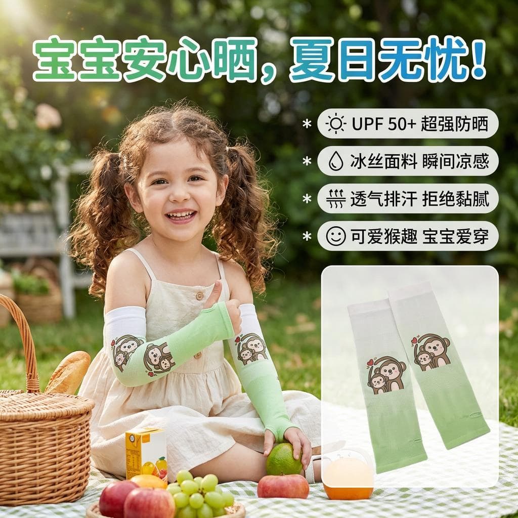 🔥 Manga Térmica Frescor Kids 🔥 Secagem Rápida Manga de Proteção Solar Infantil Respirável e Transpirável Protetor Sola
