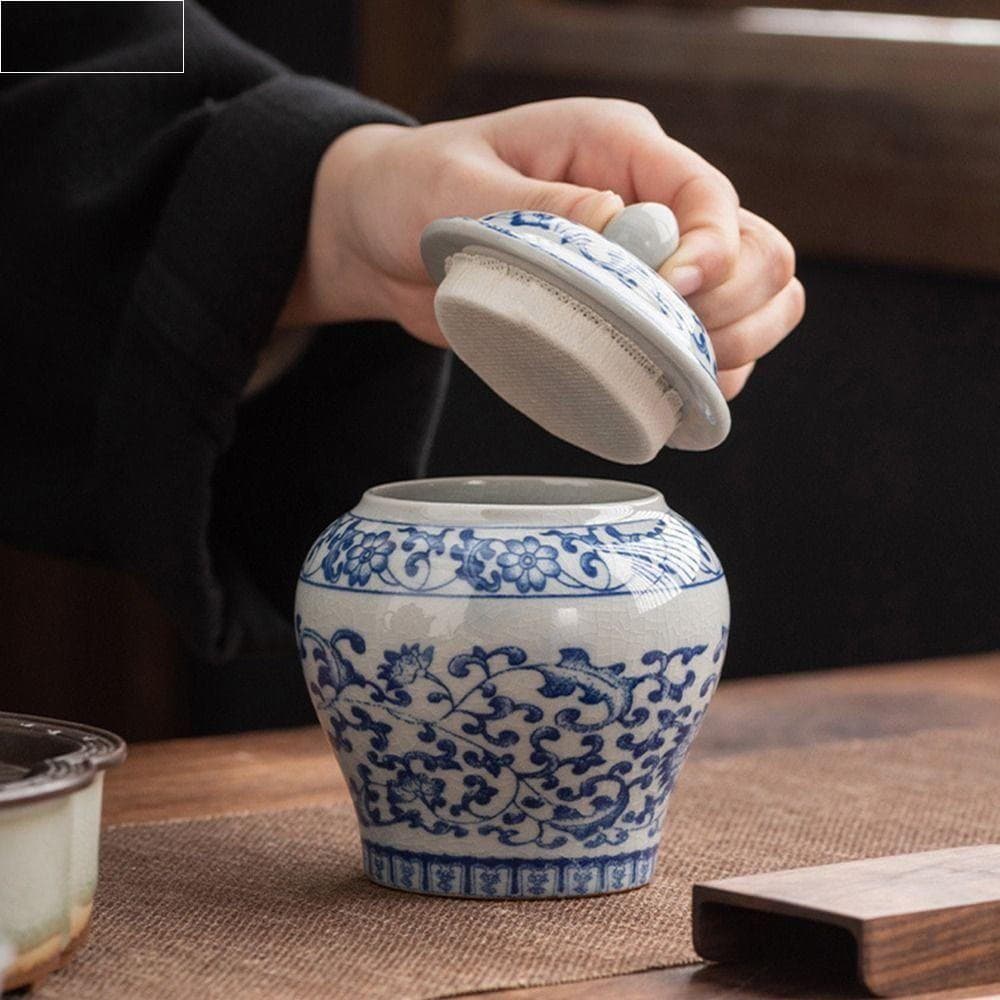 Bule de cerâmica, cafeteira de flor retrô, com tampa de vedação, recipiente de armazenamento