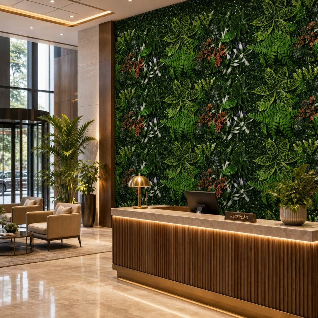 Jardim Vertical Buxinho Placa 40x60 Verde Planta Flores Artifical Folhagem
