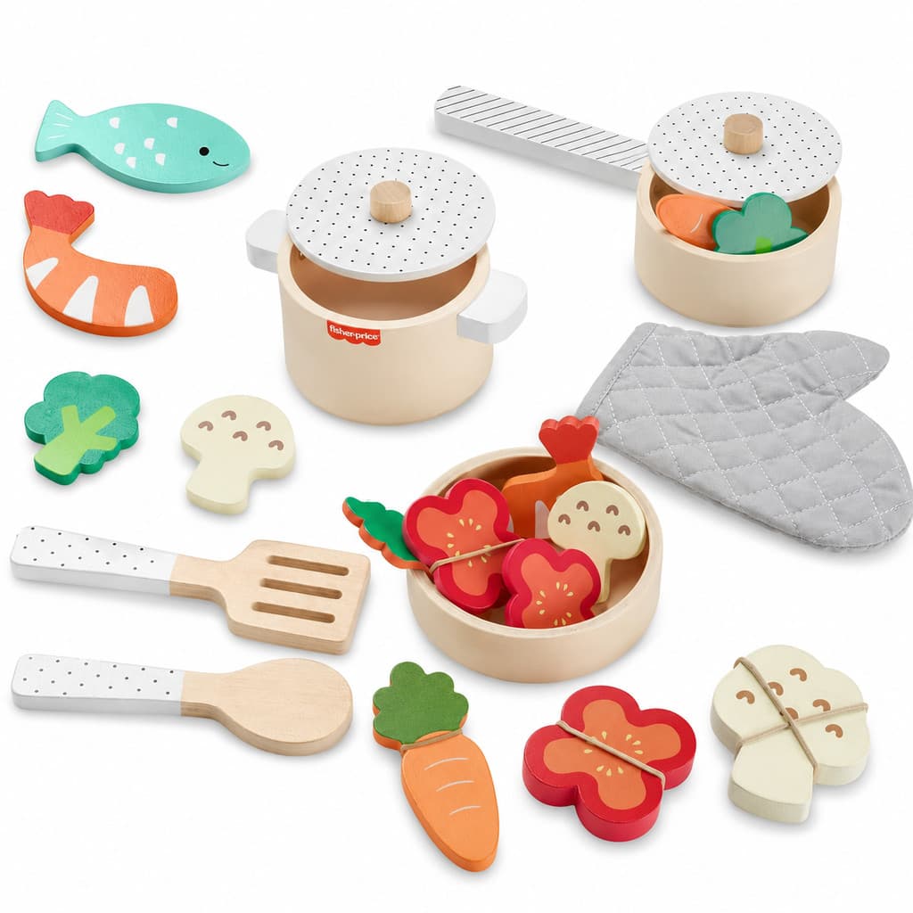Conjunto Panelas de Brinquedo Fisher-Price Madeira 19 Peças 3+