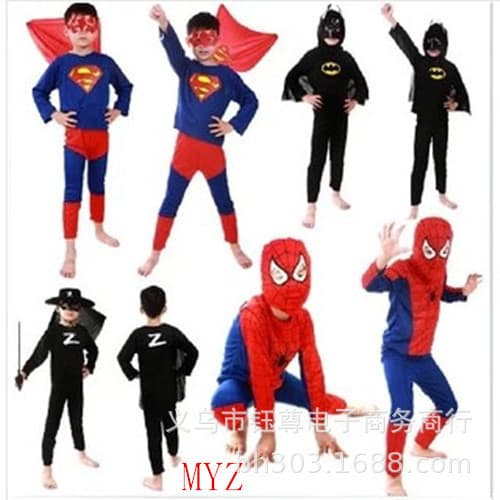 Halloween crianças traje crianças Superman traje Spiderman desempenho Zoro Batman traje
