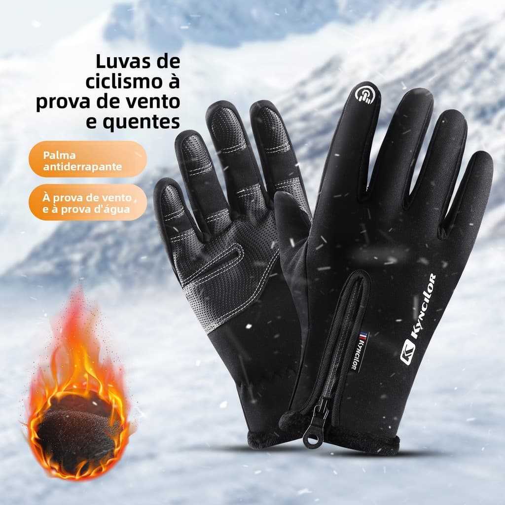 Luvas De Ciclismo Ao Ar Livre Para Esportes De Inverno Homens E Mulheres , Forradas De Lã , Tela Sensível Toque , Resist