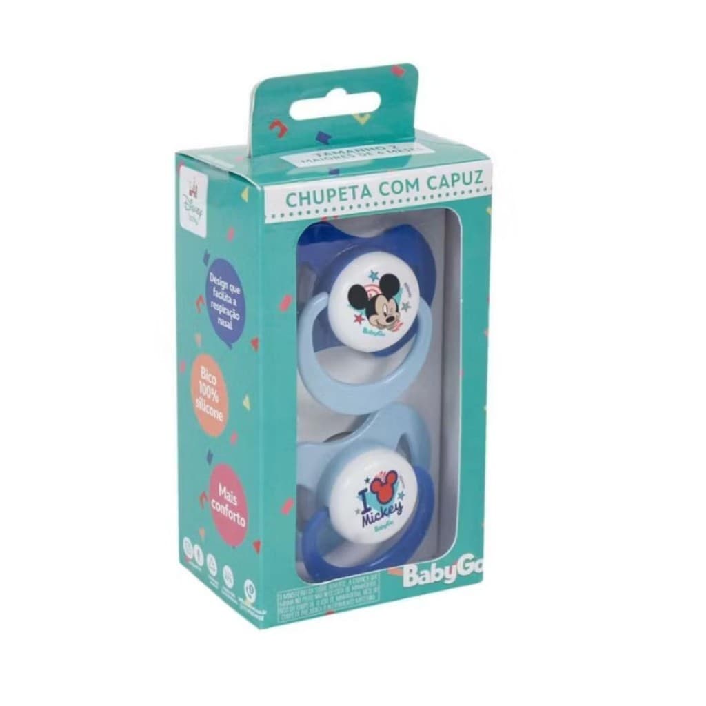 Kit 2 Chupetas de Silicone Pepeta Orto Fase 1 com protetor menino