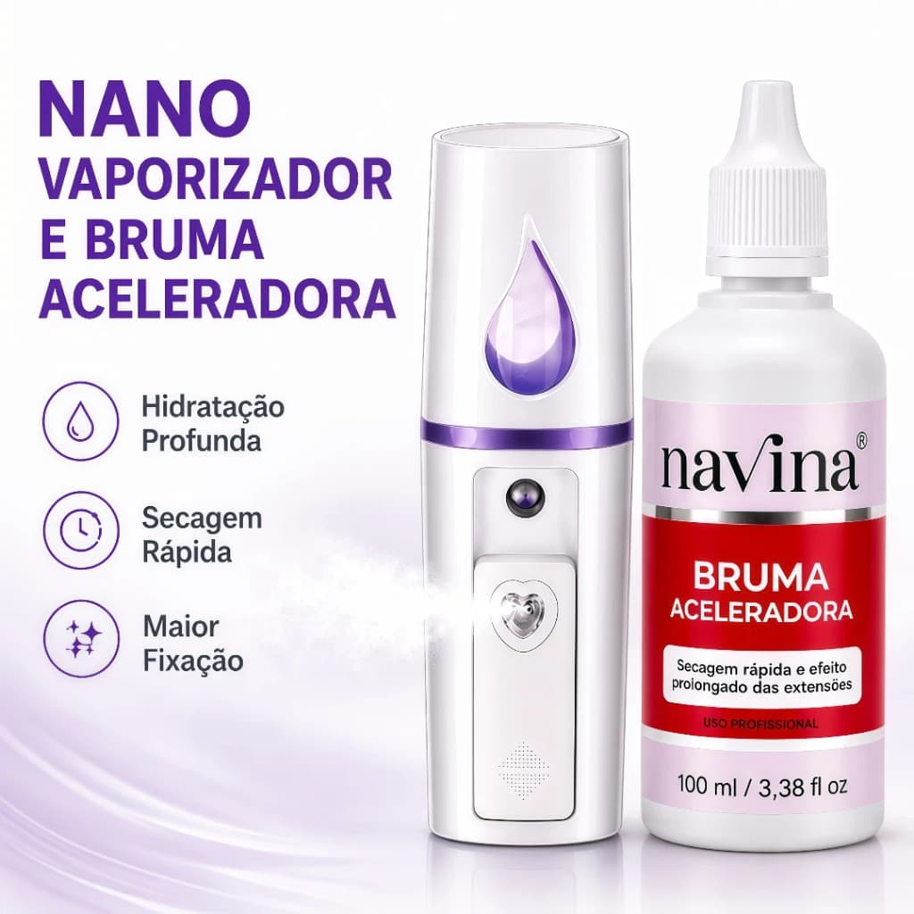 Nano Mister Vaporizador + Bruma Navina 100ml Acelerador Para Extensão de Cílios