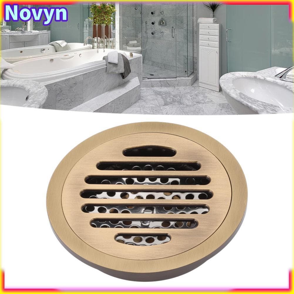 Dreno de chuveiro circular Novyn-br Piso de cobre vintage com design resistente e à prova de desgaste para banheiro,