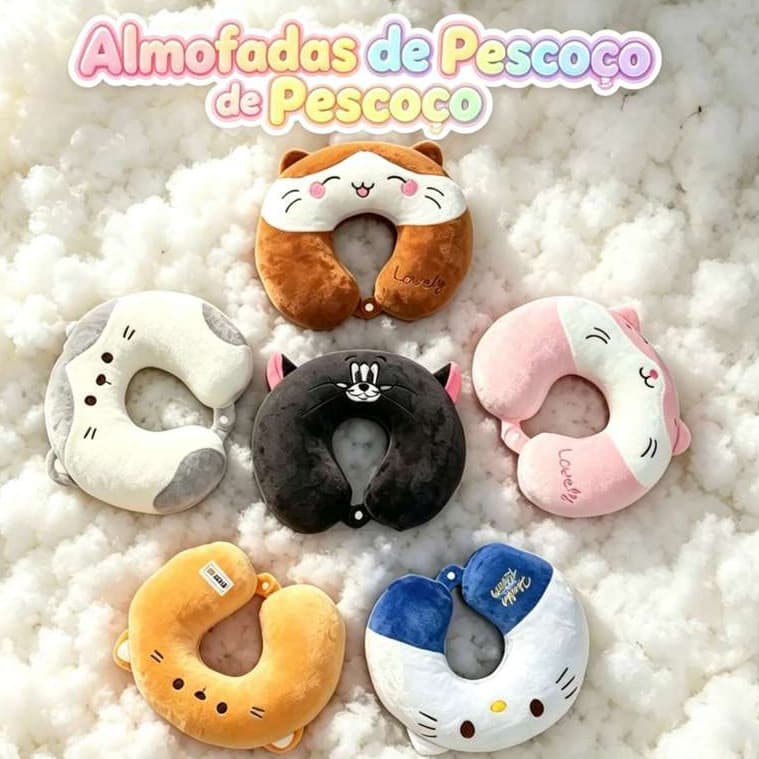 Almofada de pescoço de gatinho muito fofa! Adeus dor no pescoço nas viagens ✨