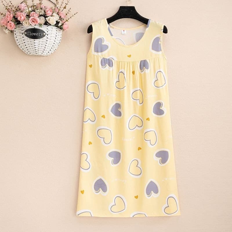 Vestido de comprimento médio solto pijamas femininos de meia-idade idosos Plus Size mãe luz camisola saia algodão seda