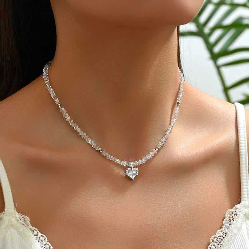 Colar de cristal diário francês elegante de alta qualidade com nicho extremamente fino