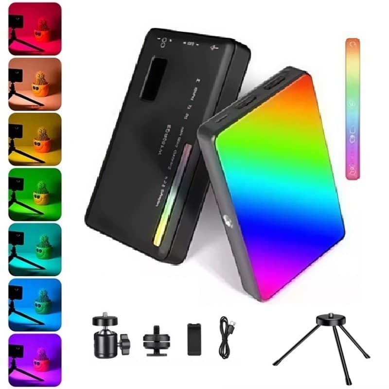 Luz de Preenchimento LED RGB Recarregável Portátil Ajuste de Cor 2700K-6500K AIRER.BR