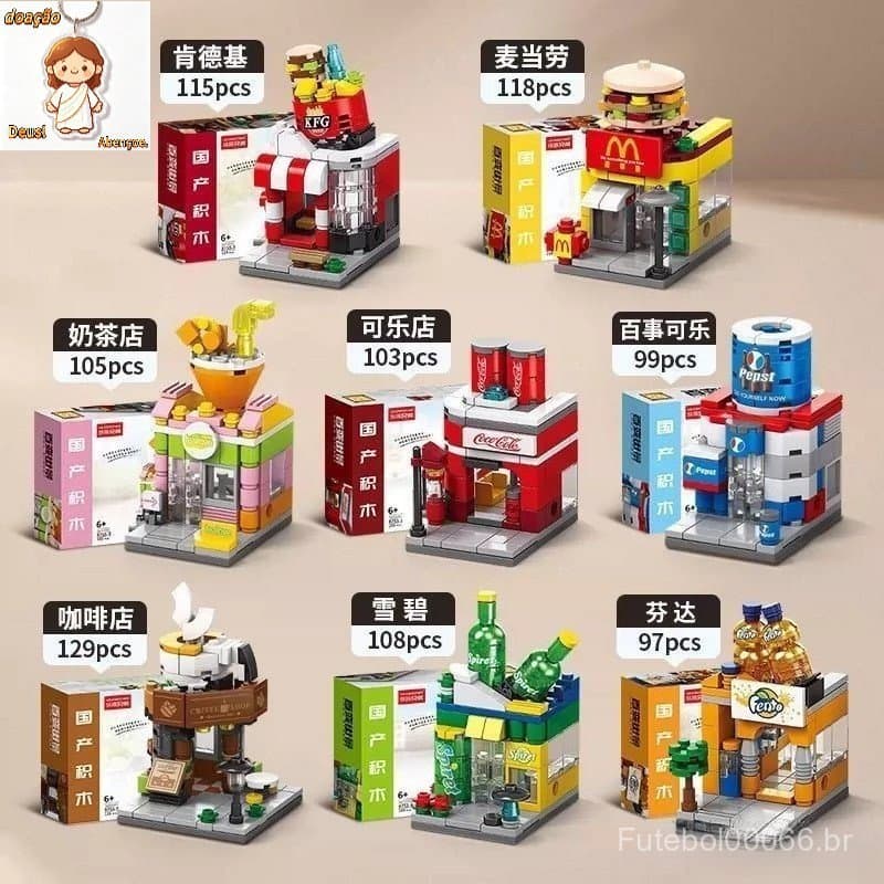 Pequenos Blocos de Construção de Cena de Rua de Partículas para Crianças Modelo Lego Montagem Educacional Compatível com
