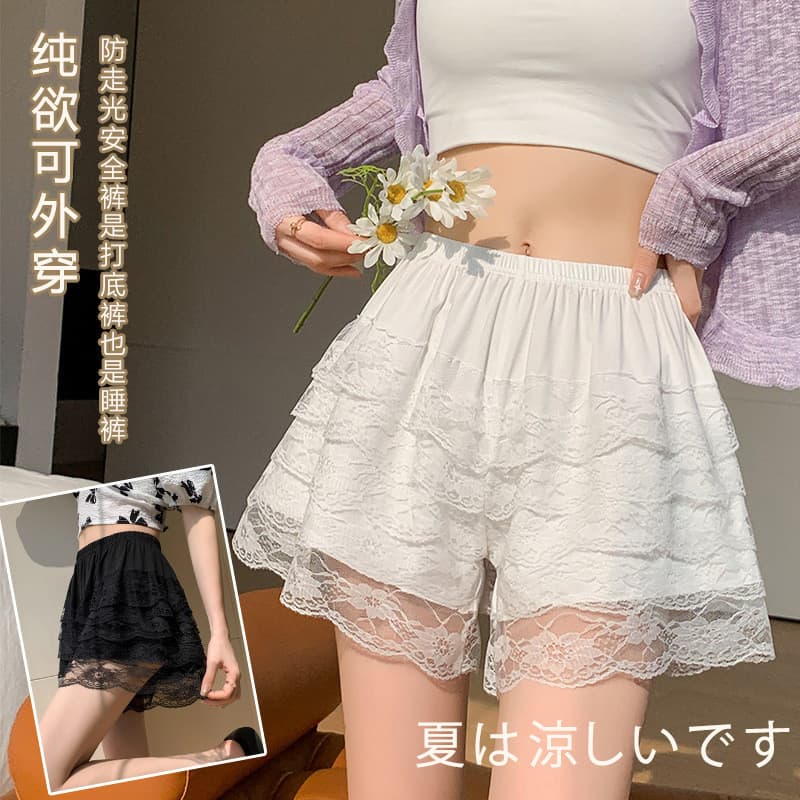 Respirável exterior Wearable JK rendas calças de segurança feminino primavera fino Anti-reflexo solto não-ondulação Legg