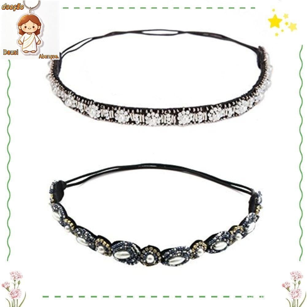 Faixa De Cabelo De Gravata , Elástico Rhinestone Testa , Boêmia Jóias Pérolas Frontlet Tiara Mulher
