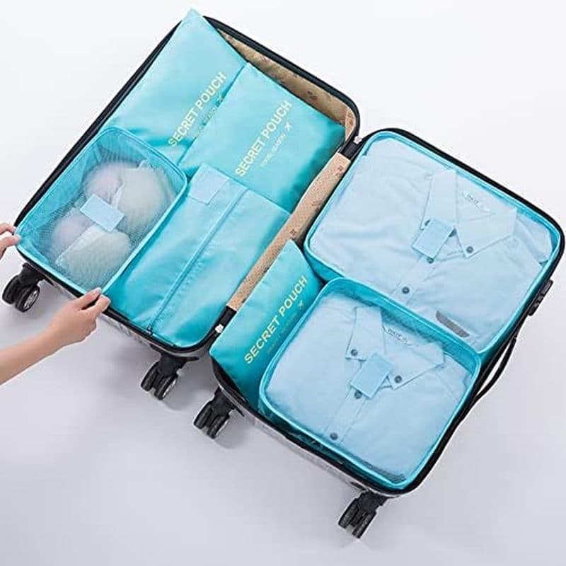 7 Conjuntos De Cubos De Embalagem Para Organizadores Suicase Bagagem De Viagem Com Bolsa De Sapatos Mala Acessórios , Ci