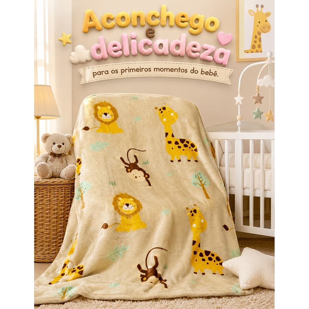 Cobertor Manta Bebê Flannel Kim Bege Etruria Infantil Macio Aconchegante Recém-nascido