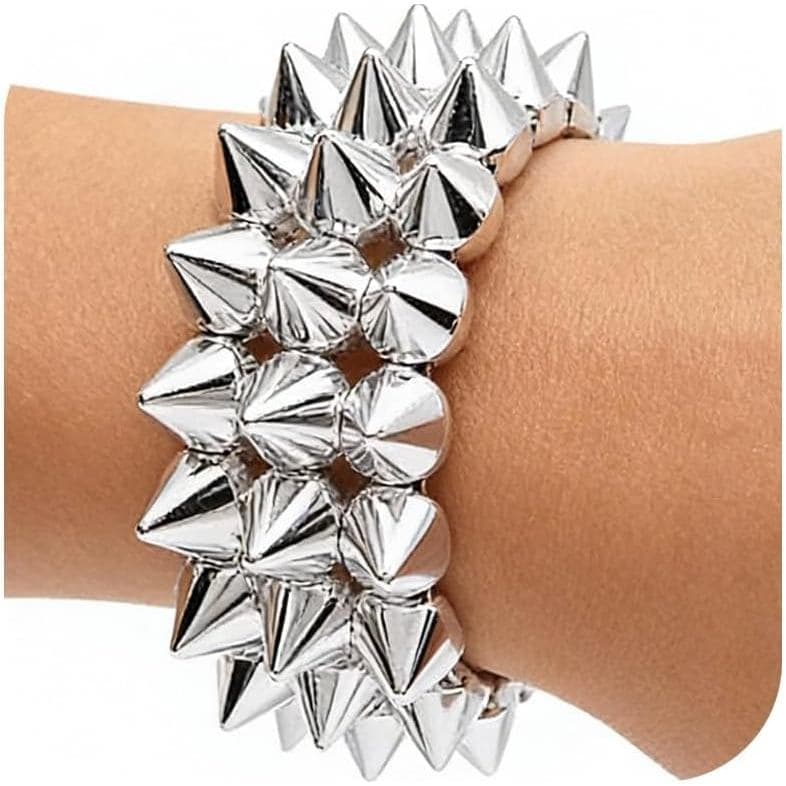 Pulseira Cravejada com Espigões, Pulseiras Grossas para Mulheres e Homens, Espinhosas, Pulseira de Punho Gótic