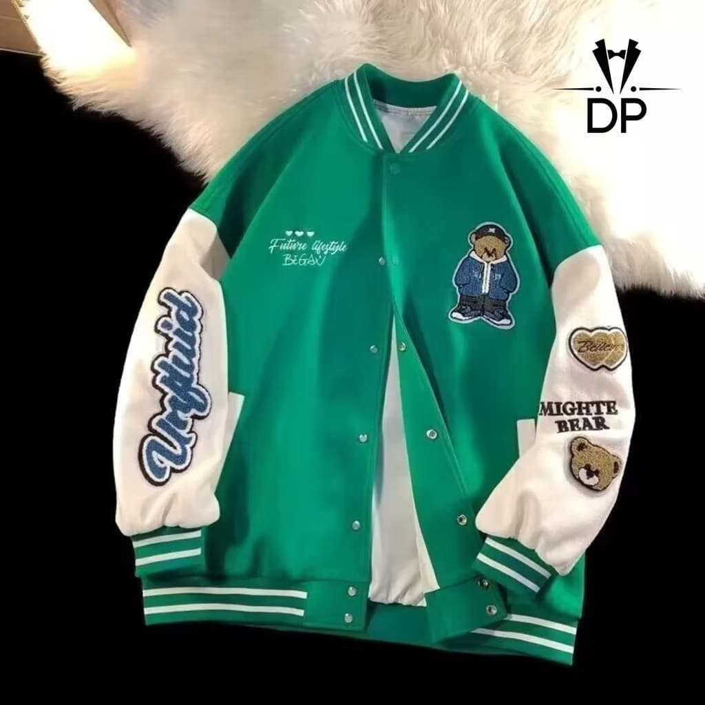 Jaqueta De Beisebol Masculina Solta E Versátil Estilo Ins , Casual , Legal , Para Primavera Outono , Verde T176