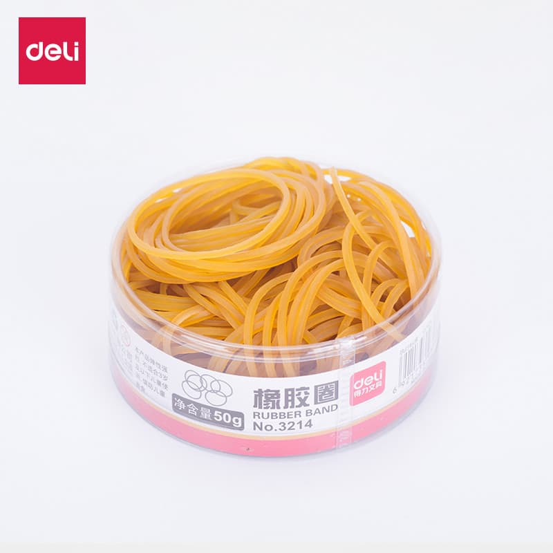 Deli 3215 Elástico Elástico Amarelo Material de Escritório Embalagem 50g 100g Pacote de Gravata Elástico Alto E