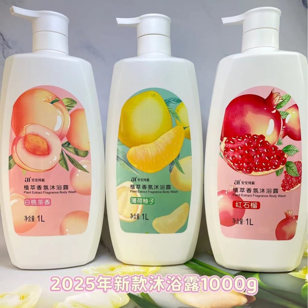Sabonete Líquido Corporal An'an Pure com Extrato de Plantas Novas 1000g Frasco Grande para Hidratação da Pele