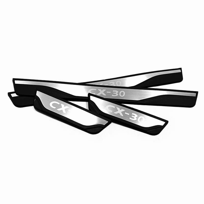Aço Inoxidável Guarnição de Soleira Proteção de Porta de Carro para Mazda CX-30 CX30, Conjunto de 4 peças