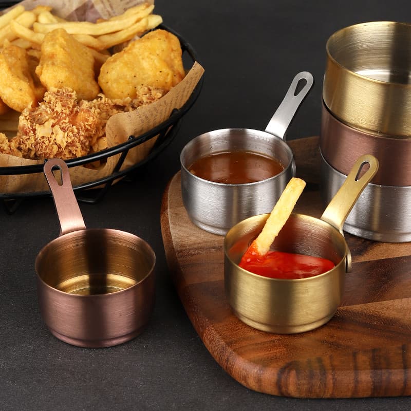Tigela de tempero molho de vinagre 304 copo de molho de aço inoxidável comida ocidental bife molho copo Ketchup placa de