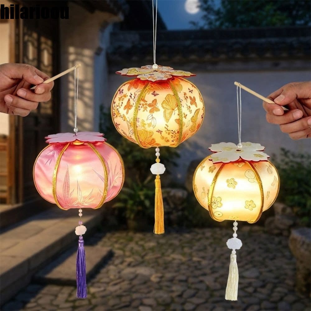 Lanterna De Caqui Portátil HILARIOOU , Com Luz Chinesa De Bênção De Borla , Tradicional
