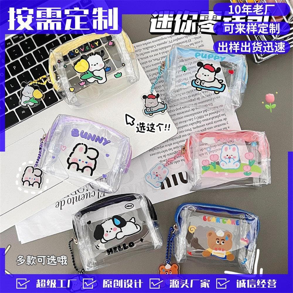 Tengyi bolsa de moedas de desenho animado, bolsa de armazenamento de moedas, transparente, à prova d'água, bolsa de moed