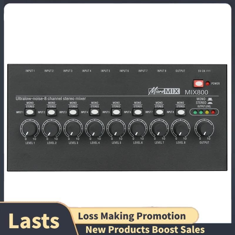 MIX800 Mixer De Linha Estéreo De Alto Ruído De 8 Canais Mini Som Profissional Áudios