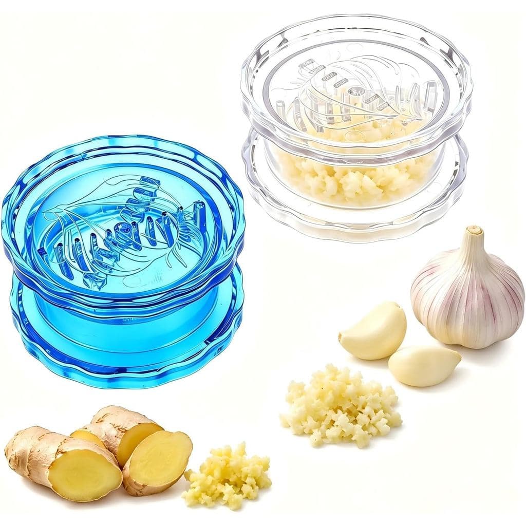 Conjunto de 2 peças de trituradores manuais de alho e gengibre, trituradores manuais de alho e carne, espremedor de alho