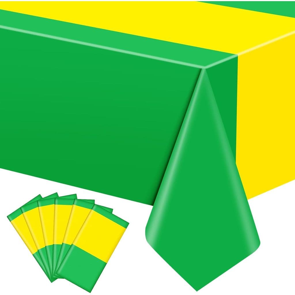 VitalCozy 6 Peças de Toalhas de Mesa Descartáveis de Plástico Verde e Amarelo 108 x 54 Polegadas para Festas com Tema de