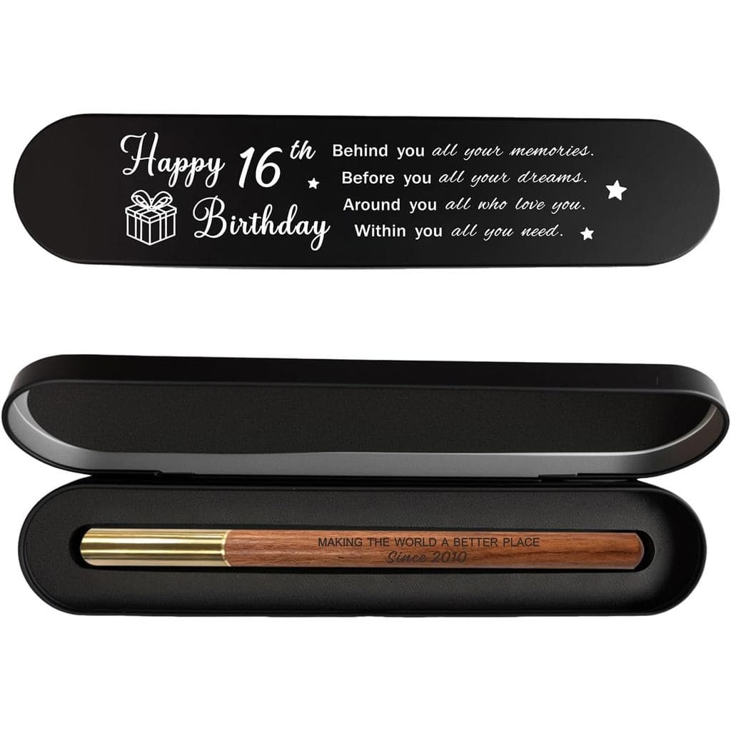 Presente de Aniversário de 16 Anos para Meninas e Meninos Adolescentes - Caneta de Gel de Madeira Gravada com a Inscriçã