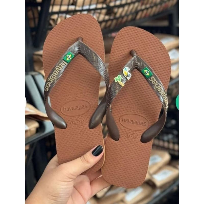 chinelo havaianas unissex bandeira do Brasil listrada original personalizada tucano +coqueiro