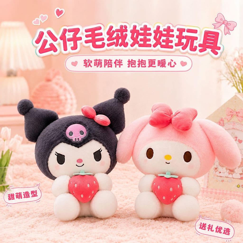[Estoque pronto] Boneca de morango Boneca de brinquedo de pelúcia Presente de aniversário Tenda fofa WJG0804